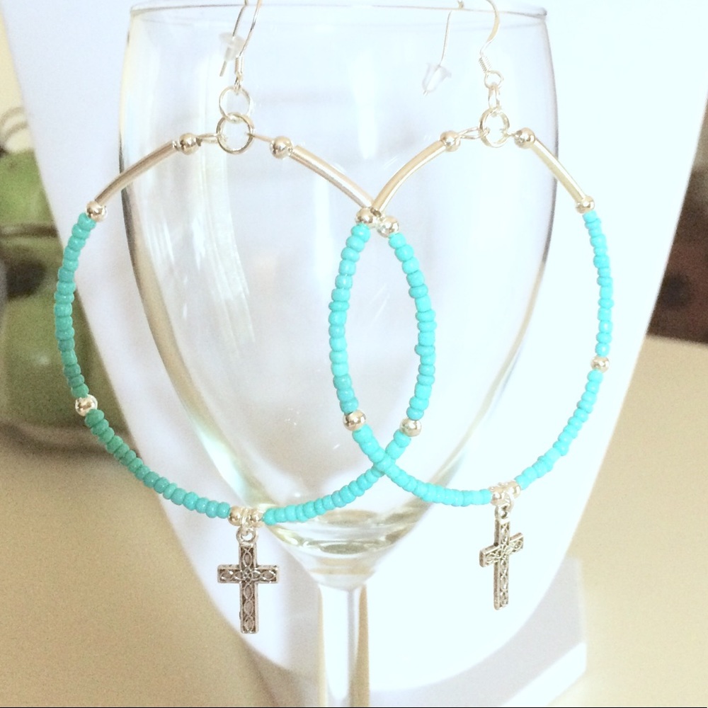 Cross hoop earrings